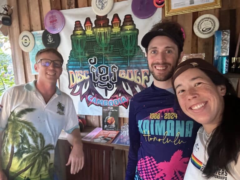 Christina Casler with the team at Disc Golf Cambodia